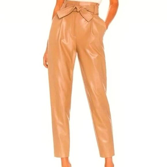 Carole Wren Size 12 Caramel Color Vegan Leather Pants - Picture 1 of 7
